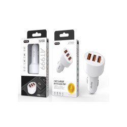 CARREGADOR DE CARRO INTELIGENTE COM 3 USB 12W MTK BRANCO CARREGADOR DE CARRO INTELIGENTE COM 3 USB 12W MTK BRANCO